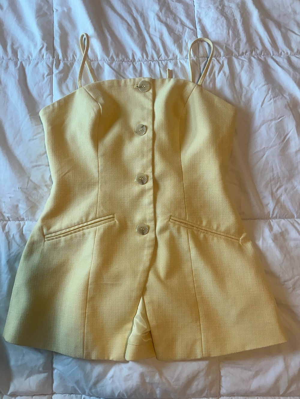 Astr Pale Yellow Spaghetti-Strap top